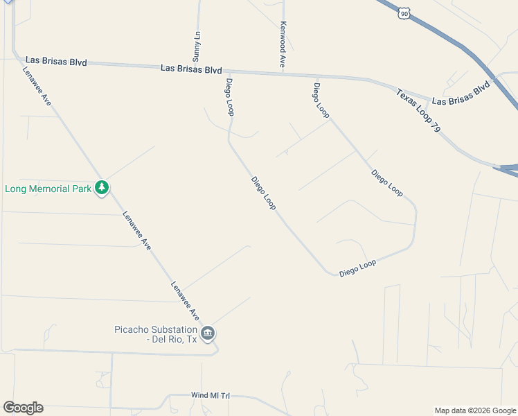 map of restaurants, bars, coffee shops, grocery stores, and more near 1517 Diego Loop in Del Rio