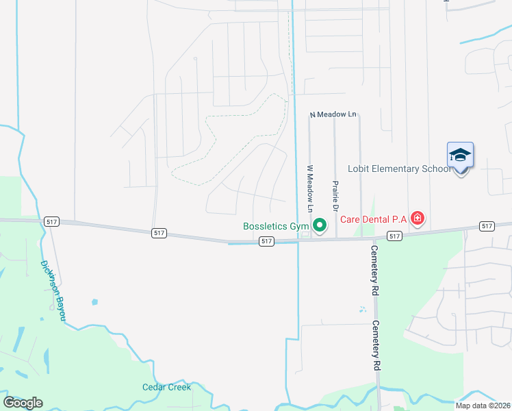 map of restaurants, bars, coffee shops, grocery stores, and more near 7919 Farm to Market Road 517 in Dickinson