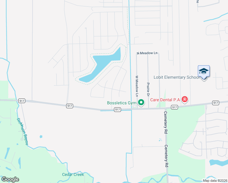 map of restaurants, bars, coffee shops, grocery stores, and more near 310 Farm to Market Road 517 in Dickinson