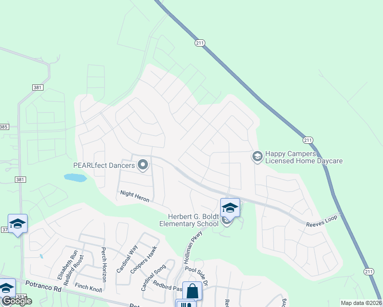 map of restaurants, bars, coffee shops, grocery stores, and more near 721 Brown Thrasher in San Antonio