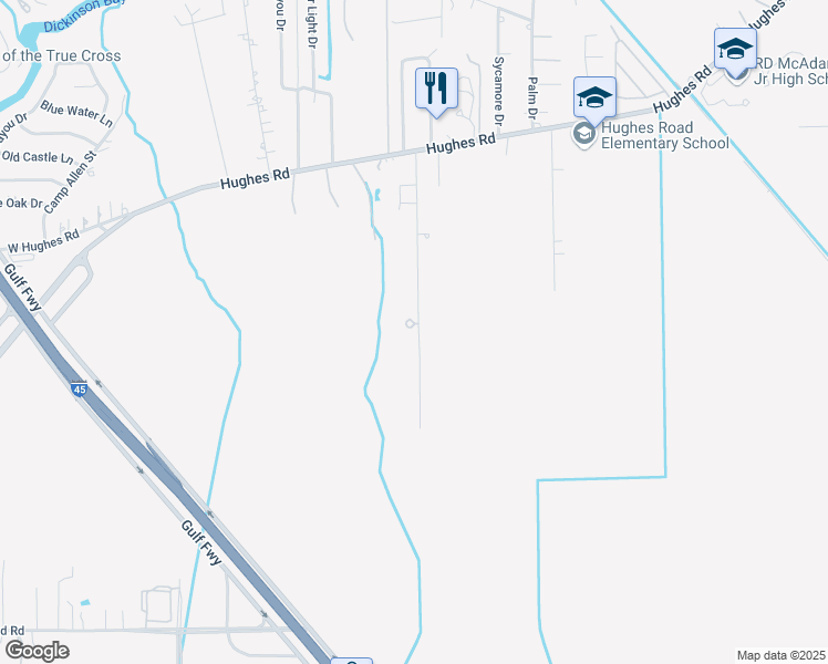 map of restaurants, bars, coffee shops, grocery stores, and more near 7215 Rice Road in Dickinson