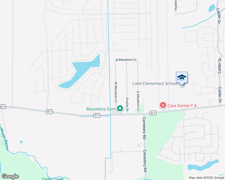 map of restaurants, bars, coffee shops, grocery stores, and more near 3460 West Meadow Lane in Dickinson