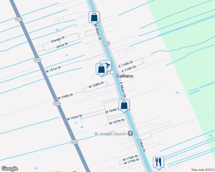 map of restaurants, bars, coffee shops, grocery stores, and more near 201 West 158th Place in Galliano