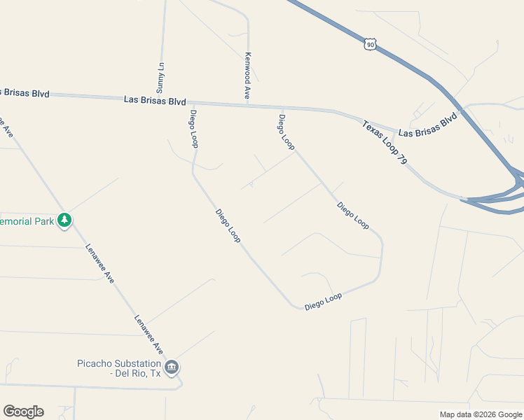 map of restaurants, bars, coffee shops, grocery stores, and more near 1566 Diego Loop in Del Rio