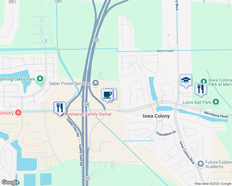 map of restaurants, bars, coffee shops, grocery stores, and more near 3506 Whitman Drive in Rosharon
