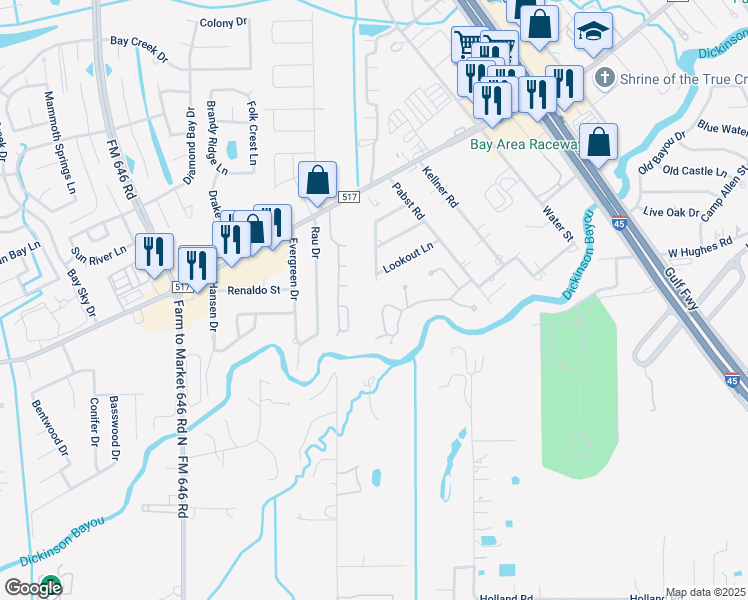 map of restaurants, bars, coffee shops, grocery stores, and more near 441 Serenity Drive in Dickinson