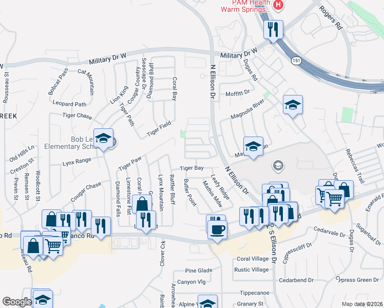map of restaurants, bars, coffee shops, grocery stores, and more near 811 Grants Canyon in San Antonio