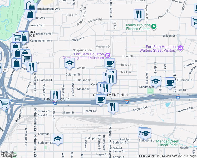 map of restaurants, bars, coffee shops, grocery stores, and more near 918 Quitman Street in San Antonio