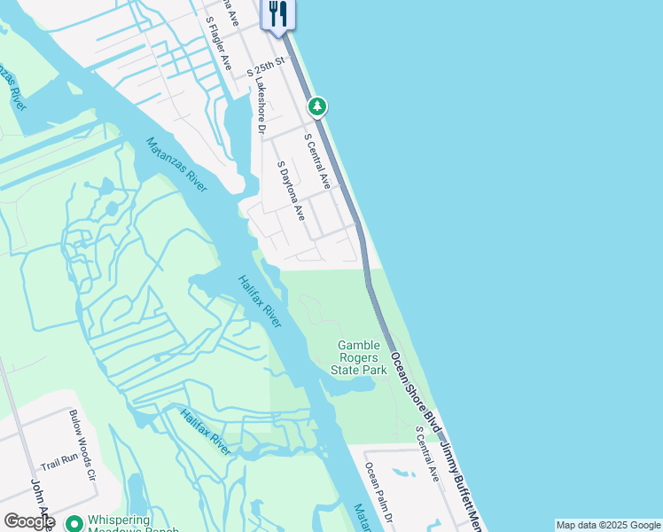 map of restaurants, bars, coffee shops, grocery stores, and more near 41 Pebble Beach Circle in Flagler Beach