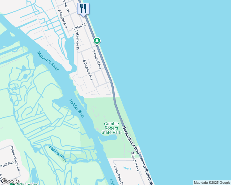 map of restaurants, bars, coffee shops, grocery stores, and more near 2815 South Oceanshore Boulevard in Flagler Beach