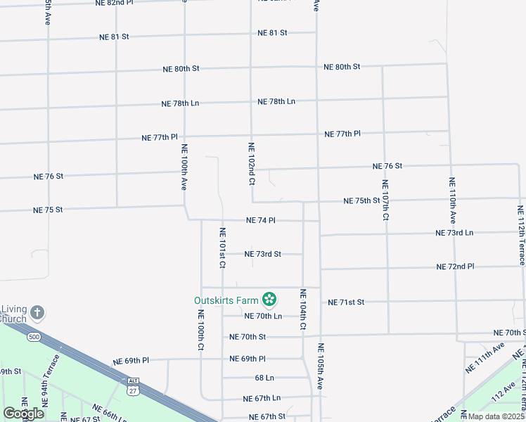 map of restaurants, bars, coffee shops, grocery stores, and more near 10231 Northeast 74 Place in Bronson