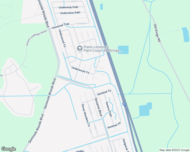 map of restaurants, bars, coffee shops, grocery stores, and more near 9 Unicorn Court in Palm Coast
