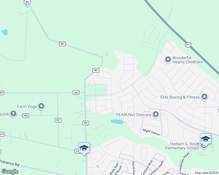 map of restaurants, bars, coffee shops, grocery stores, and more near 609 County Road 381 in San Antonio