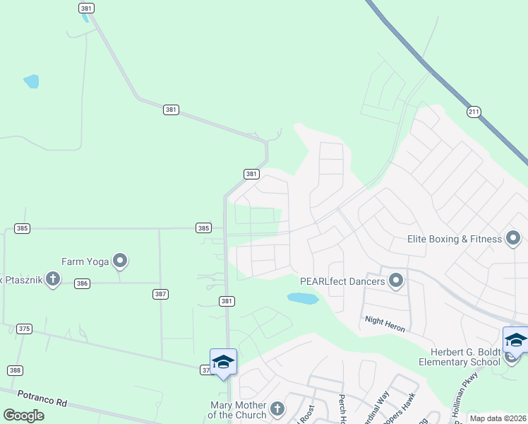 map of restaurants, bars, coffee shops, grocery stores, and more near 609 County Road 381 in San Antonio