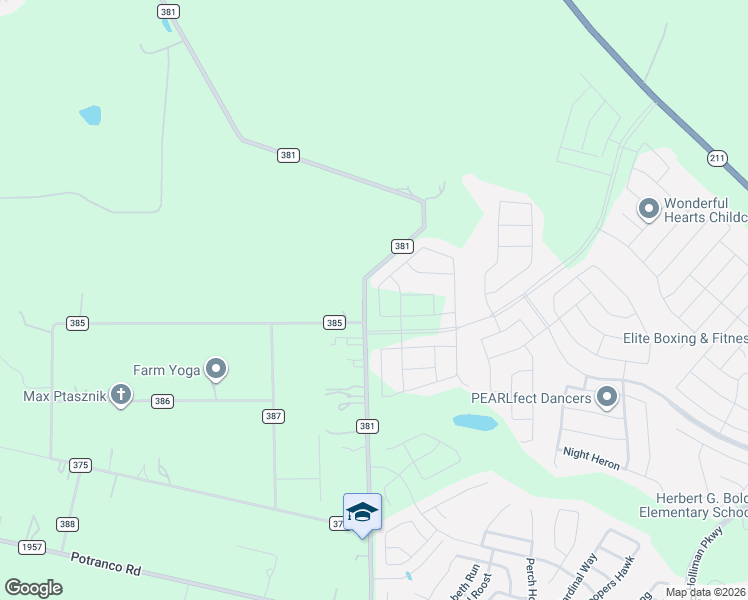 map of restaurants, bars, coffee shops, grocery stores, and more near 609 County Road 381 in San Antonio