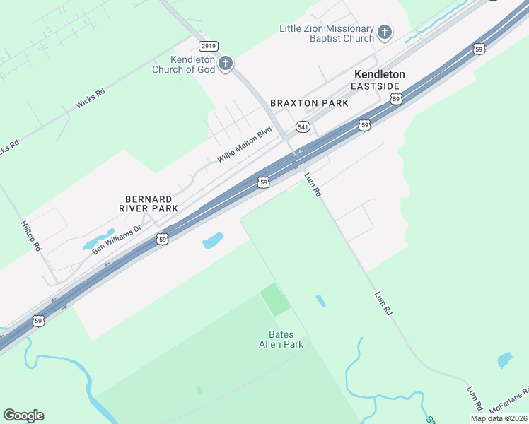 map of restaurants, bars, coffee shops, grocery stores, and more near 155 Charlie Roberts Lane in Kendleton