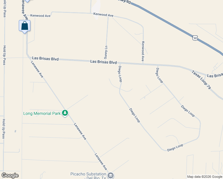 map of restaurants, bars, coffee shops, grocery stores, and more near 207 Gabriella's Way in Del Rio