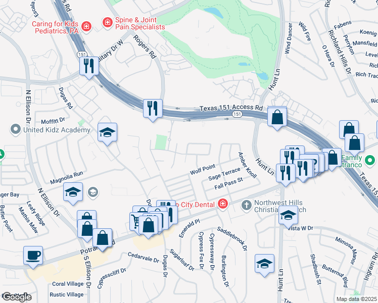 map of restaurants, bars, coffee shops, grocery stores, and more near 927 Dillons Vista in San Antonio