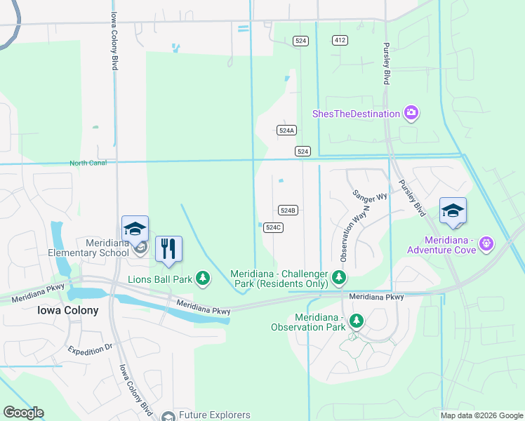 map of restaurants, bars, coffee shops, grocery stores, and more near 9602 Quaker Court in Rosharon