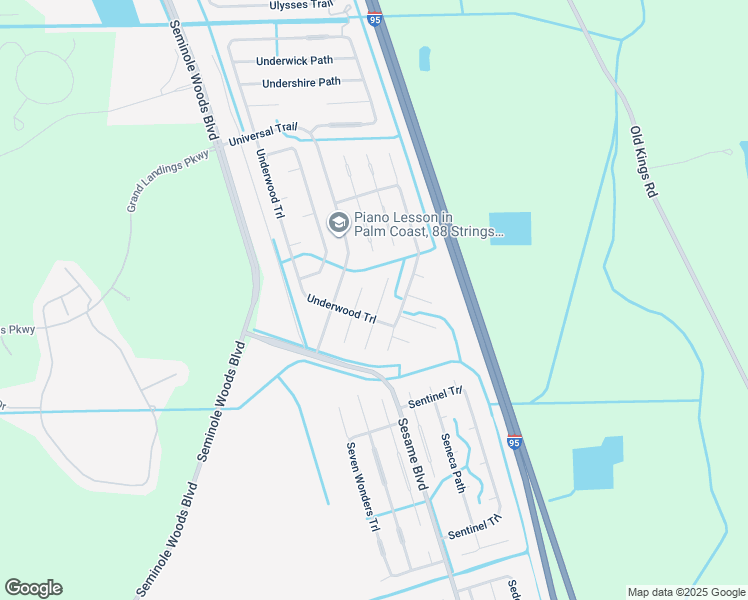map of restaurants, bars, coffee shops, grocery stores, and more near 6 Untermeyer Place in Palm Coast