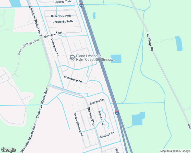 map of restaurants, bars, coffee shops, grocery stores, and more near 9 Unicorn Court in Palm Coast