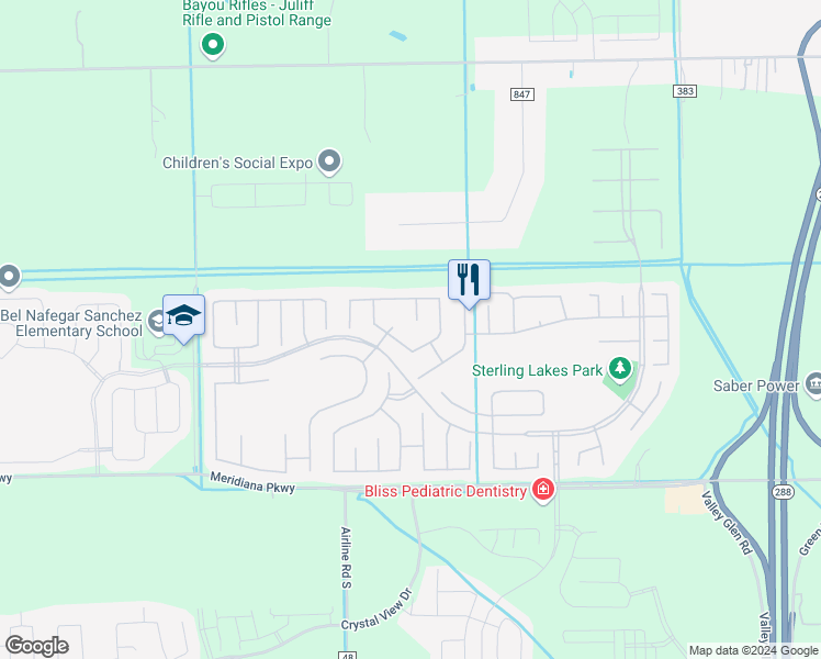 map of restaurants, bars, coffee shops, grocery stores, and more near 9422 Ivory Trail Lane in Rosharon