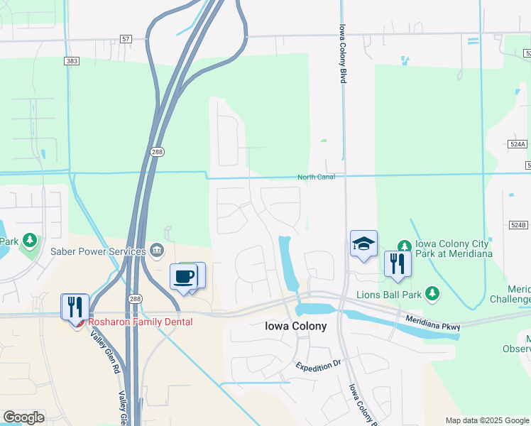 map of restaurants, bars, coffee shops, grocery stores, and more near 9526 Humboldt Trail in Rosharon