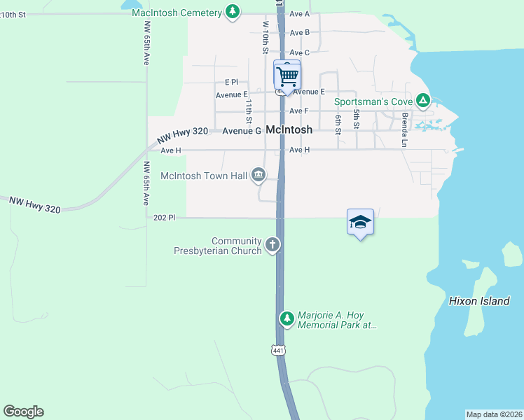 map of restaurants, bars, coffee shops, grocery stores, and more near 6064-6074 Ave J in Micanopy