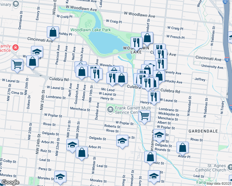 map of restaurants, bars, coffee shops, grocery stores, and more near 111 Mc Leod in San Antonio
