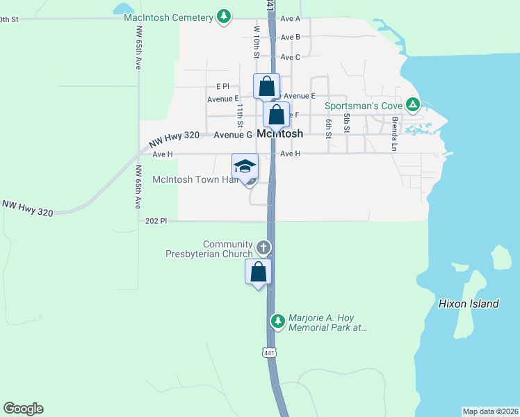 map of restaurants, bars, coffee shops, grocery stores, and more near 6064 Avenue J in McIntosh