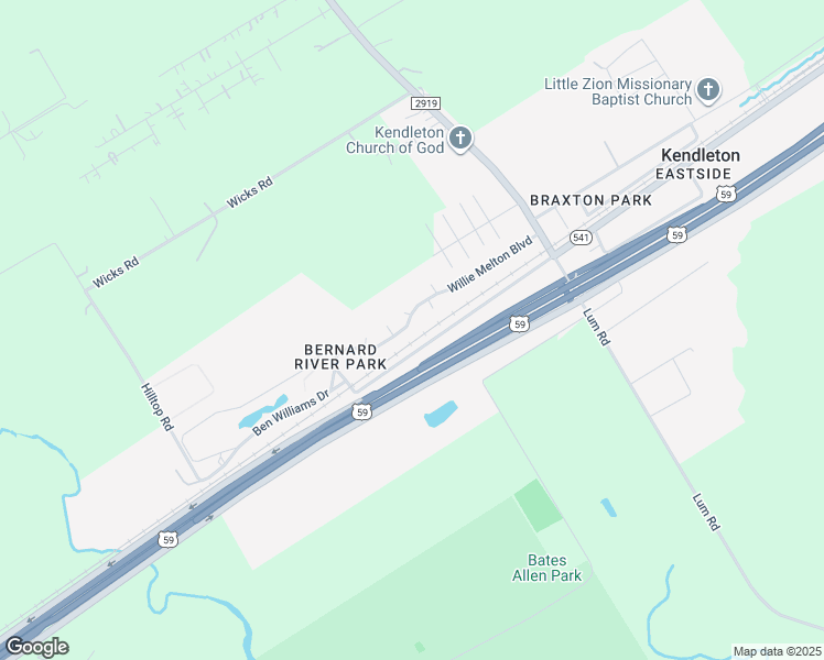 map of restaurants, bars, coffee shops, grocery stores, and more near 14003 Willie Melton Boulevard in Kendleton