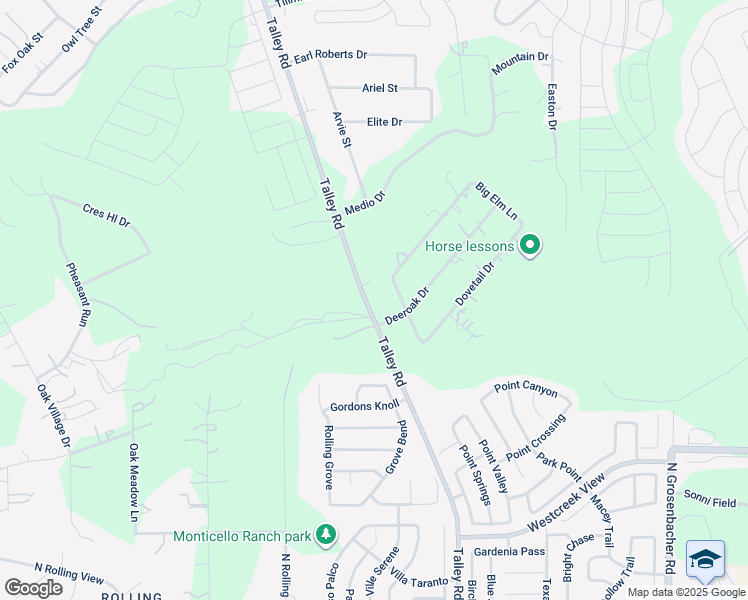 map of restaurants, bars, coffee shops, grocery stores, and more near 1224 Talley Road in San Antonio