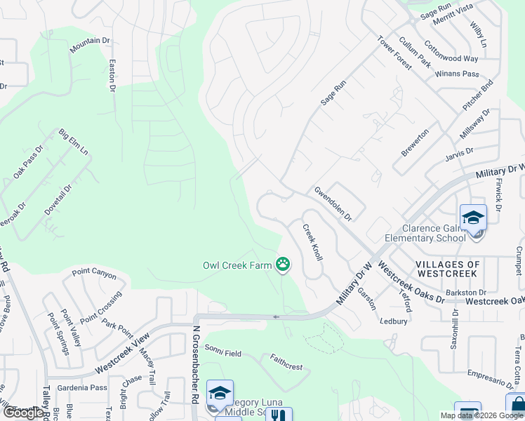map of restaurants, bars, coffee shops, grocery stores, and more near 1922 Creek Knoll in San Antonio