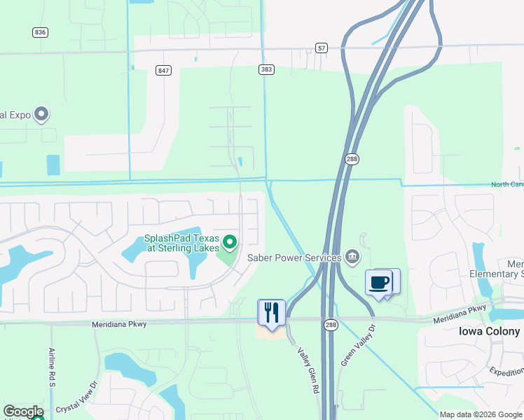 map of restaurants, bars, coffee shops, grocery stores, and more near 9423 Silver Ridge Drive in Rosharon