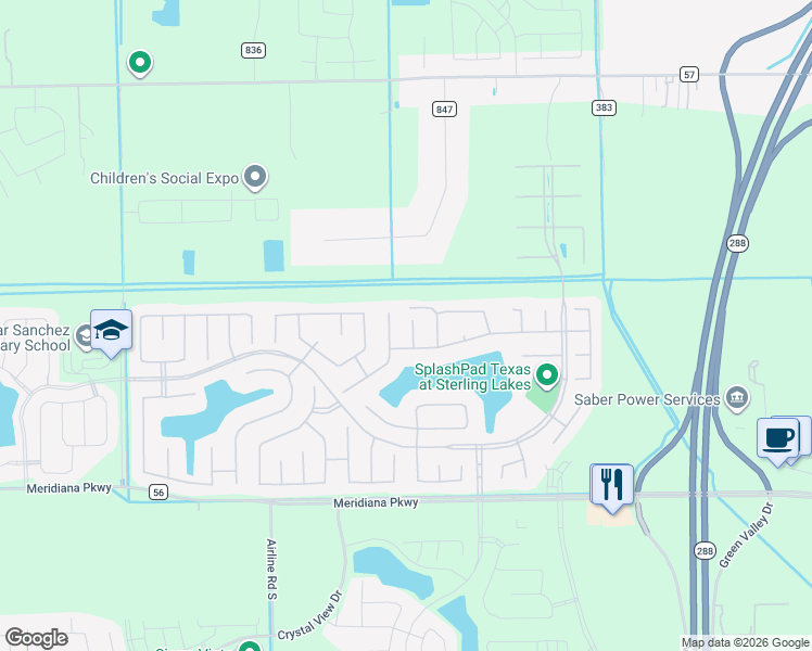 map of restaurants, bars, coffee shops, grocery stores, and more near 9410 Copper Cove Lane in Rosharon