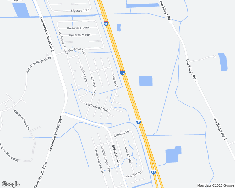 map of restaurants, bars, coffee shops, grocery stores, and more near 3 Unison Court in Palm Coast