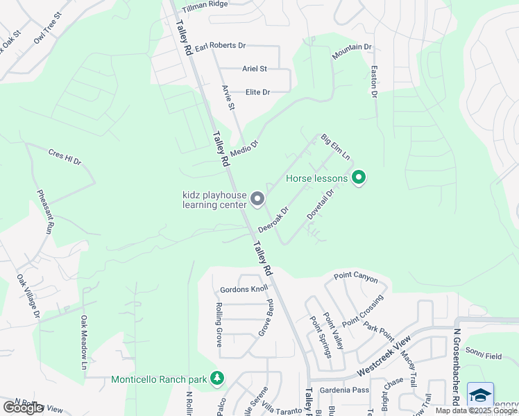 map of restaurants, bars, coffee shops, grocery stores, and more near 1224 Talley Road in San Antonio