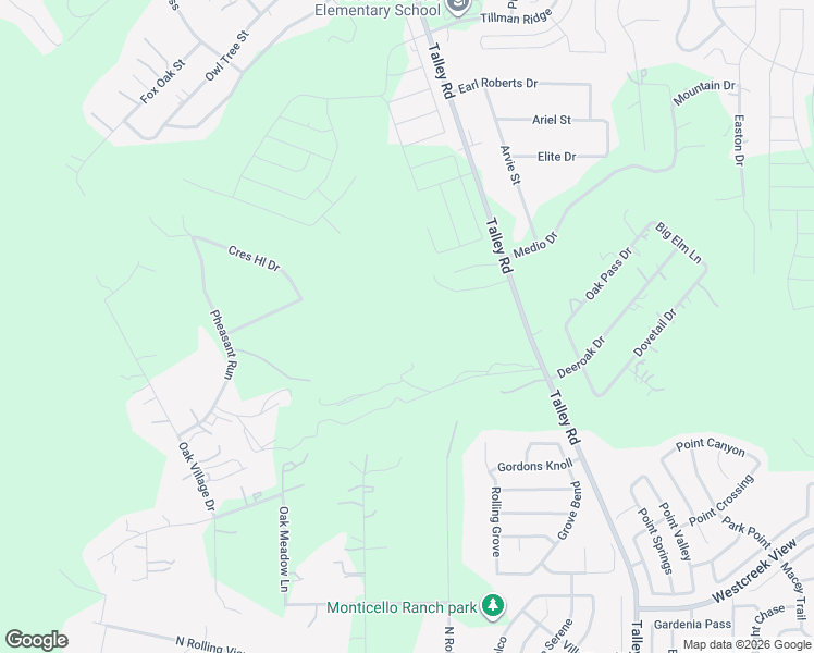 map of restaurants, bars, coffee shops, grocery stores, and more near 1321 Talley Road in San Antonio