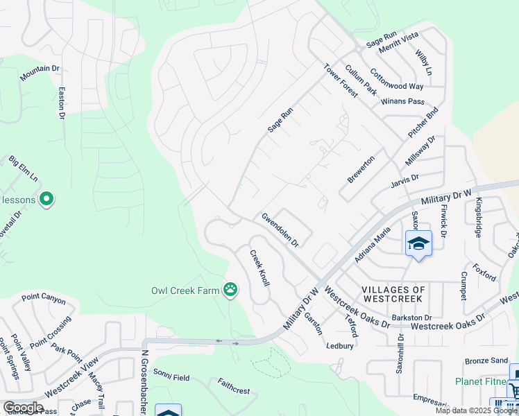 map of restaurants, bars, coffee shops, grocery stores, and more near 1303 Dezarae in San Antonio
