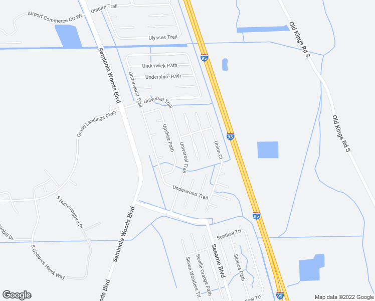 map of restaurants, bars, coffee shops, grocery stores, and more near 66 Universal Trail in Palm Coast