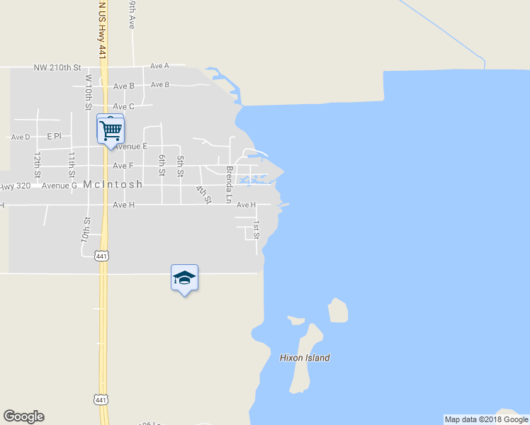 map of restaurants, bars, coffee shops, grocery stores, and more near 20487 1st Street in McIntosh