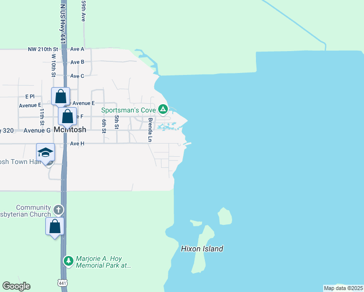 map of restaurants, bars, coffee shops, grocery stores, and more near 5379 Avenue H in McIntosh