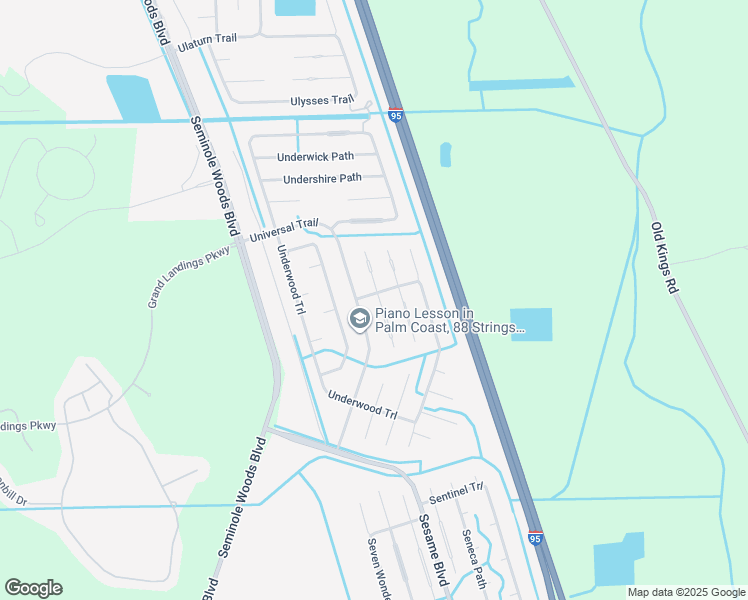 map of restaurants, bars, coffee shops, grocery stores, and more near 3 Uniontin Court in Palm Coast