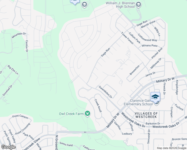 map of restaurants, bars, coffee shops, grocery stores, and more near 1339 Sage Run in San Antonio