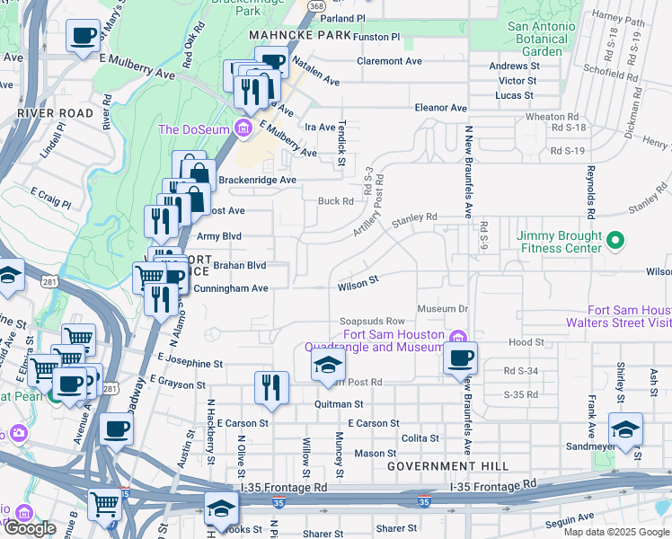 map of restaurants, bars, coffee shops, grocery stores, and more near in FT SM HOUSTON