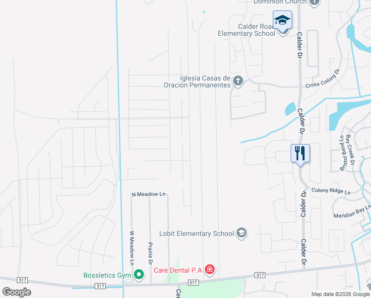 map of restaurants, bars, coffee shops, grocery stores, and more near 3405 Patagonia Street in League City