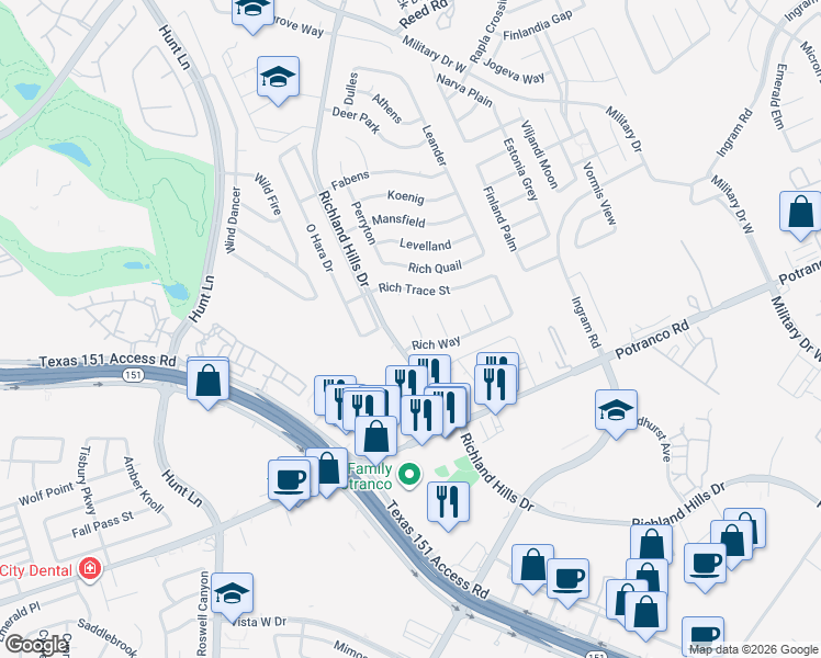 map of restaurants, bars, coffee shops, grocery stores, and more near 1211 Silverton in San Antonio
