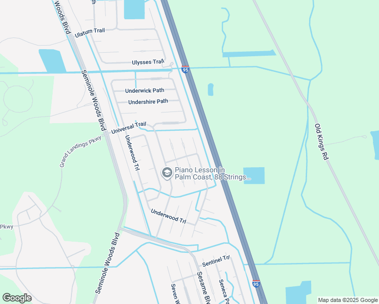 map of restaurants, bars, coffee shops, grocery stores, and more near 3 Union Mill Place in Palm Coast