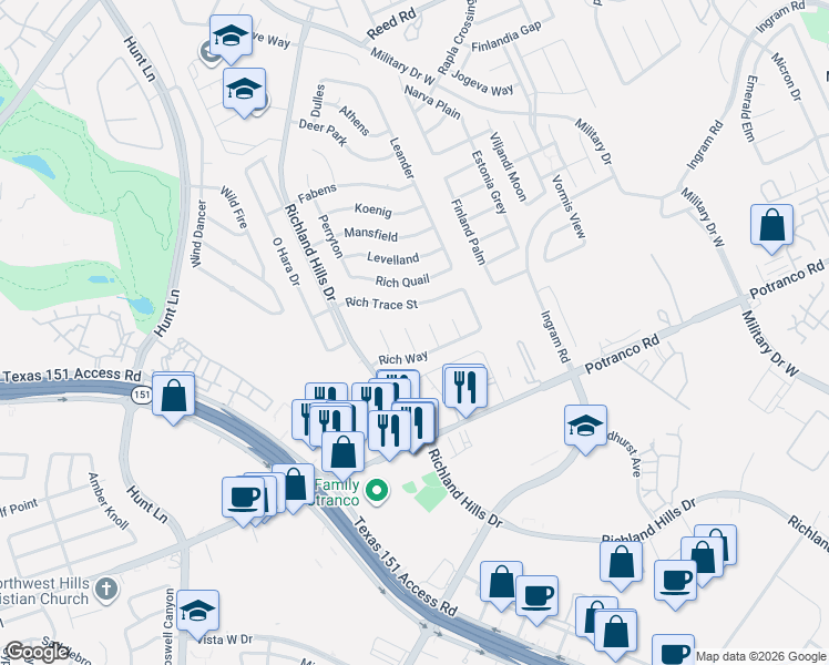 map of restaurants, bars, coffee shops, grocery stores, and more near 1206 Tinson in San Antonio