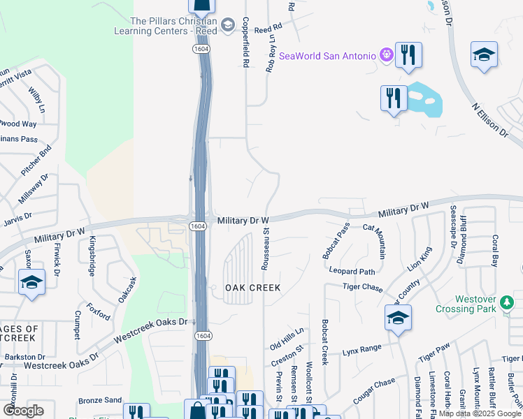 map of restaurants, bars, coffee shops, grocery stores, and more near in San Antonio